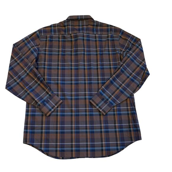 Bugatchi Dress Shirt Mens Size 2XL Brown Plaid Classic Fit Button Up Long Sleeve - Picture 2 of 11